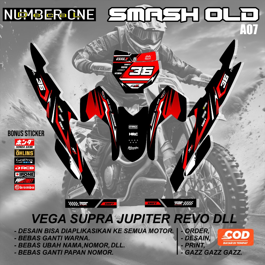 Jual Sticker RBT SMASH OLD MOTOR RBT BEBEK MODIF SUPERMOTO YZ CRF KLX ...