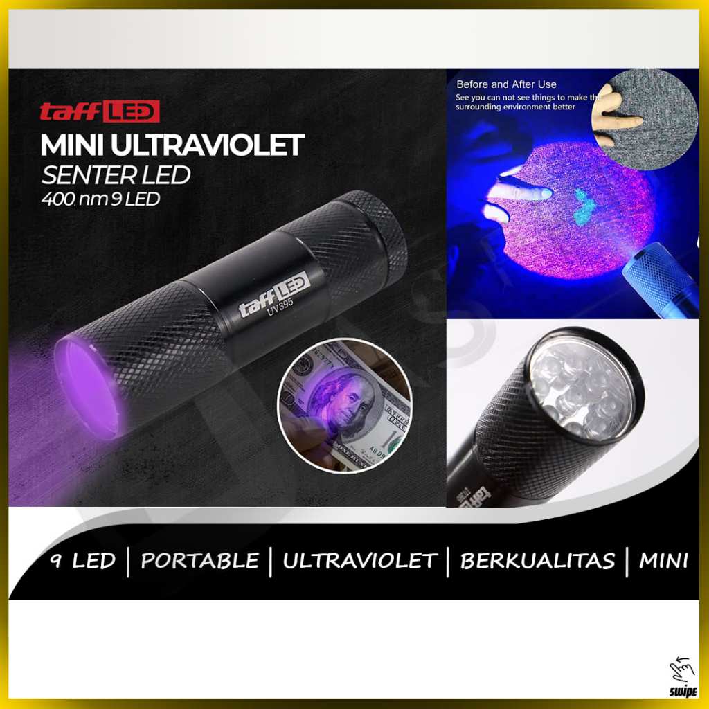 Jual Senter UV V1 Ultraviolet Mini Flashlight Cek Uang Asli Cahaya Biru ...