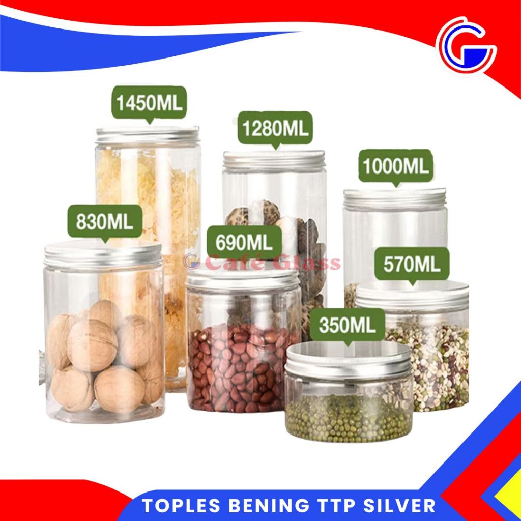 Toples Trans Bening Tutup Emas I Toples Plastik Bulat I Toples Kue Kering I Toples Snack