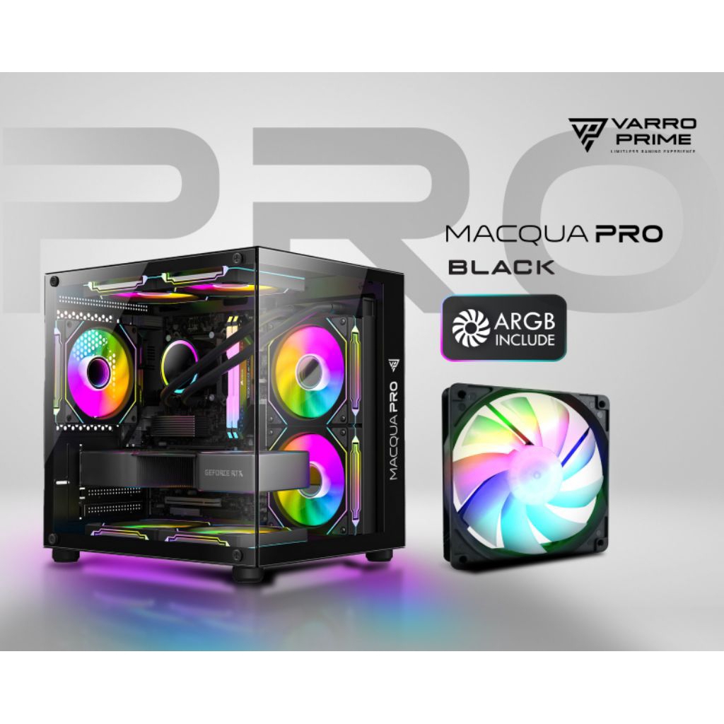 Jual Varro Macqua Pro Casing Komputer M-ATX Free 3Fan ARGB | Shopee ...