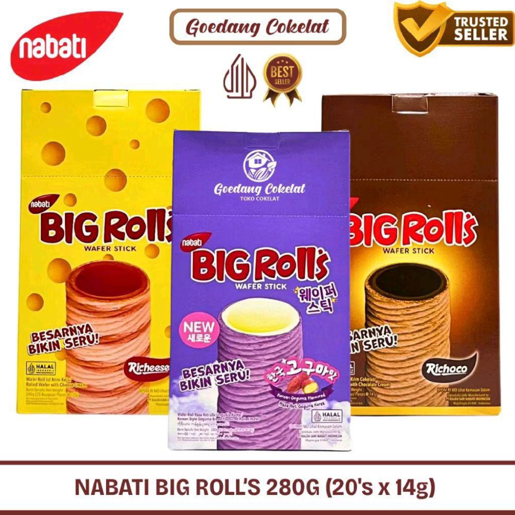 Jual Nabati Big Rolls Wafer Richeese Richoco Cokelat Keju Korean Goguma ...