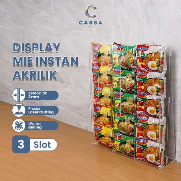 Jual Rak Display Mie Instan Akrilik 3 Slot / Akrilik Display Indomie ...