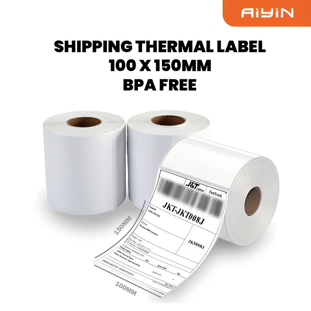 Jual AiYin Thermal Paper 100mm x 150mm A6 500pcs/Roll BPA Free Sticker ...
