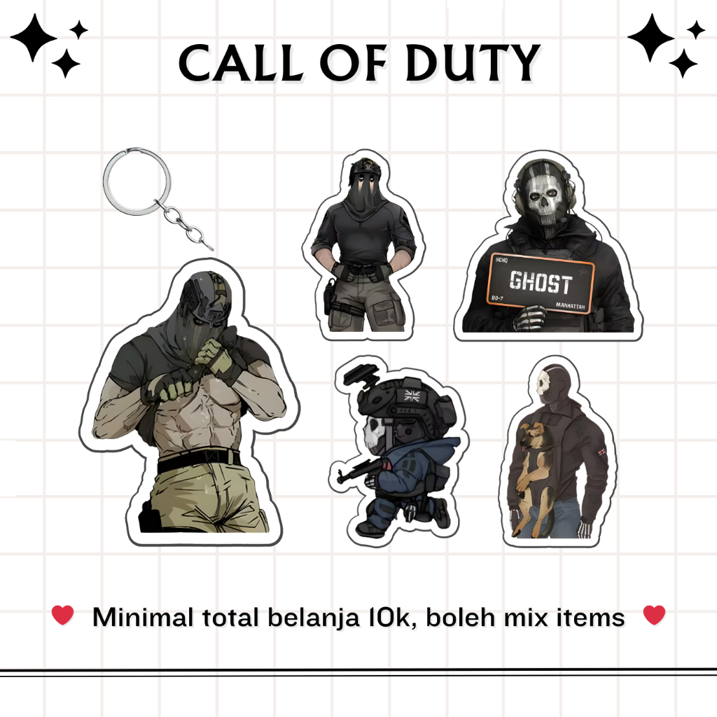 Jual CALL OF DUTY MERCH | COD | ACRYLIC KEYCHAIN | KONIG | SIMON GHOST ...