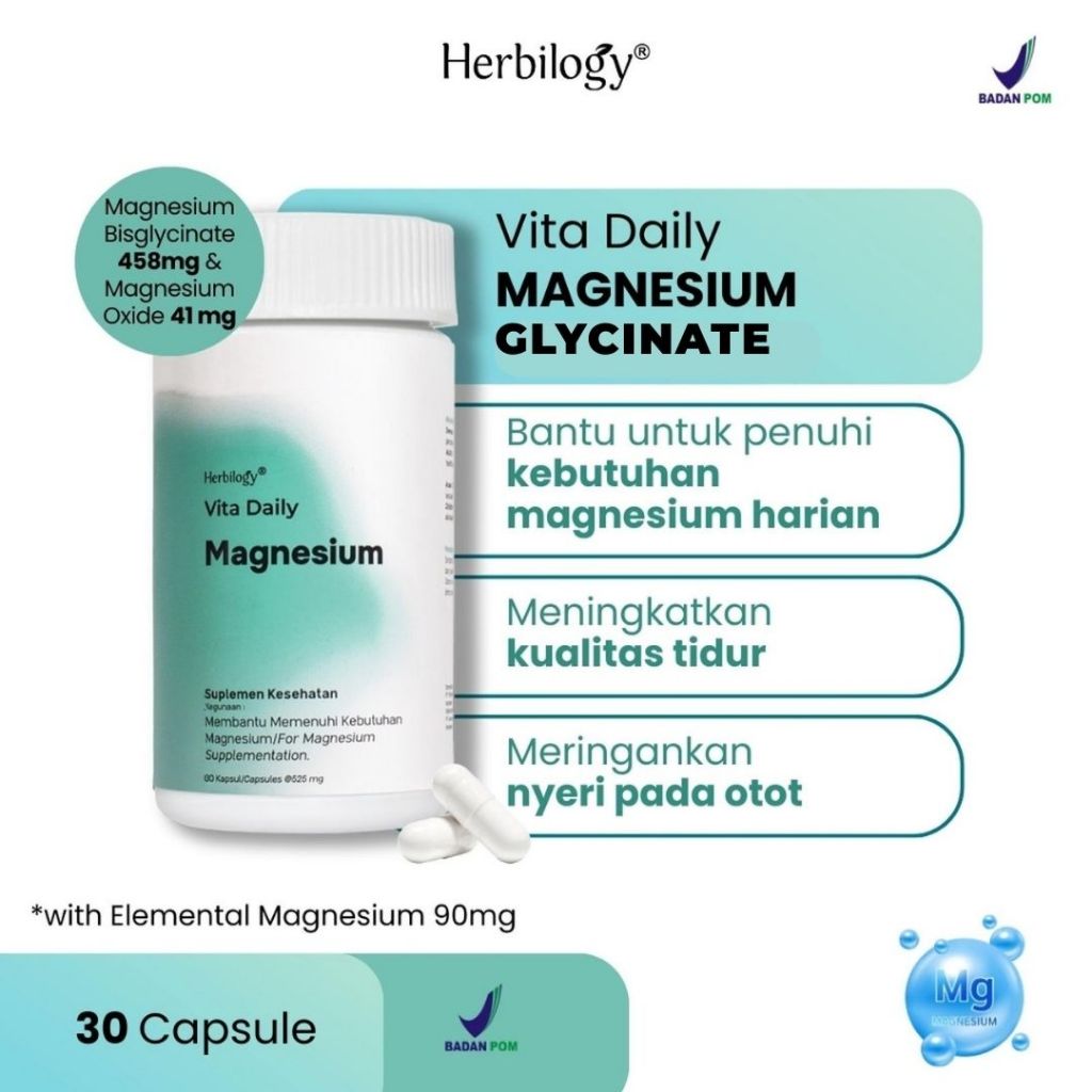 Jual Herbilogy Vita Daily Magnesium Glycinate 30 caps Magnesium ...