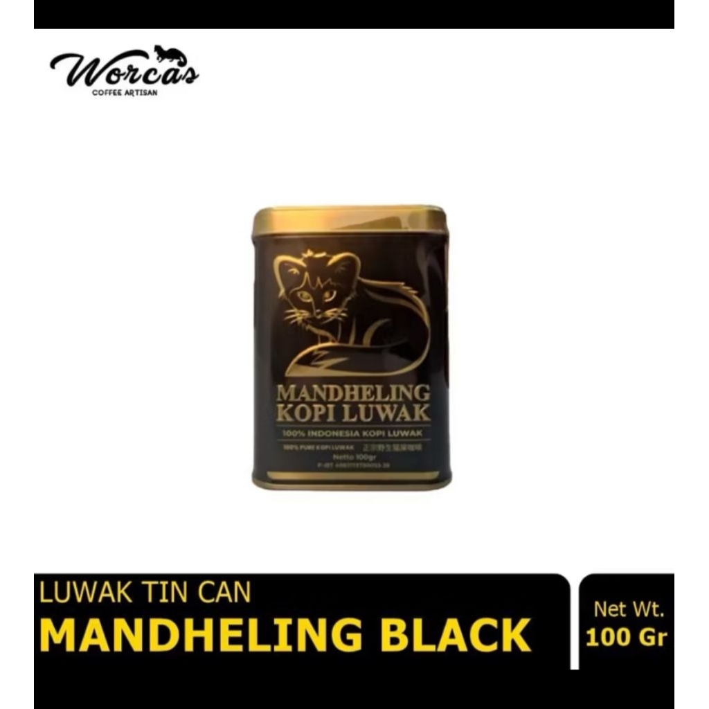 Jual worcas kopi luwak kaleng mandheling 100 gr biji dan bubuk