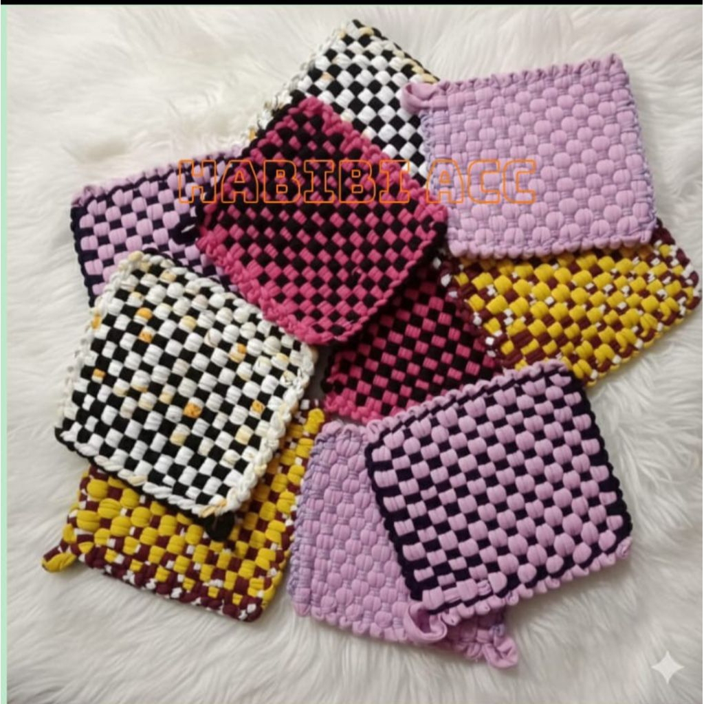 Jual Cempal Anti Panas Anyaman Anyam Rajut Tebal Kotak Tenun Kain Lap ...