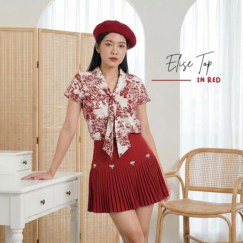Jual [DEAROLIN] Elise Top | Atasan Katun Wanita Korean Top Lengan ...