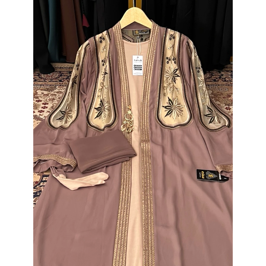 Abaya Mesir Samarah Brukat Full Look