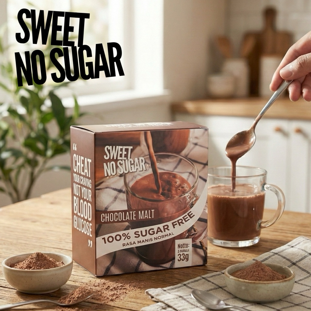 Sweet No Sugar Chocolate Malt Minuman Bebas Gula Aman Diabetes & Diet
