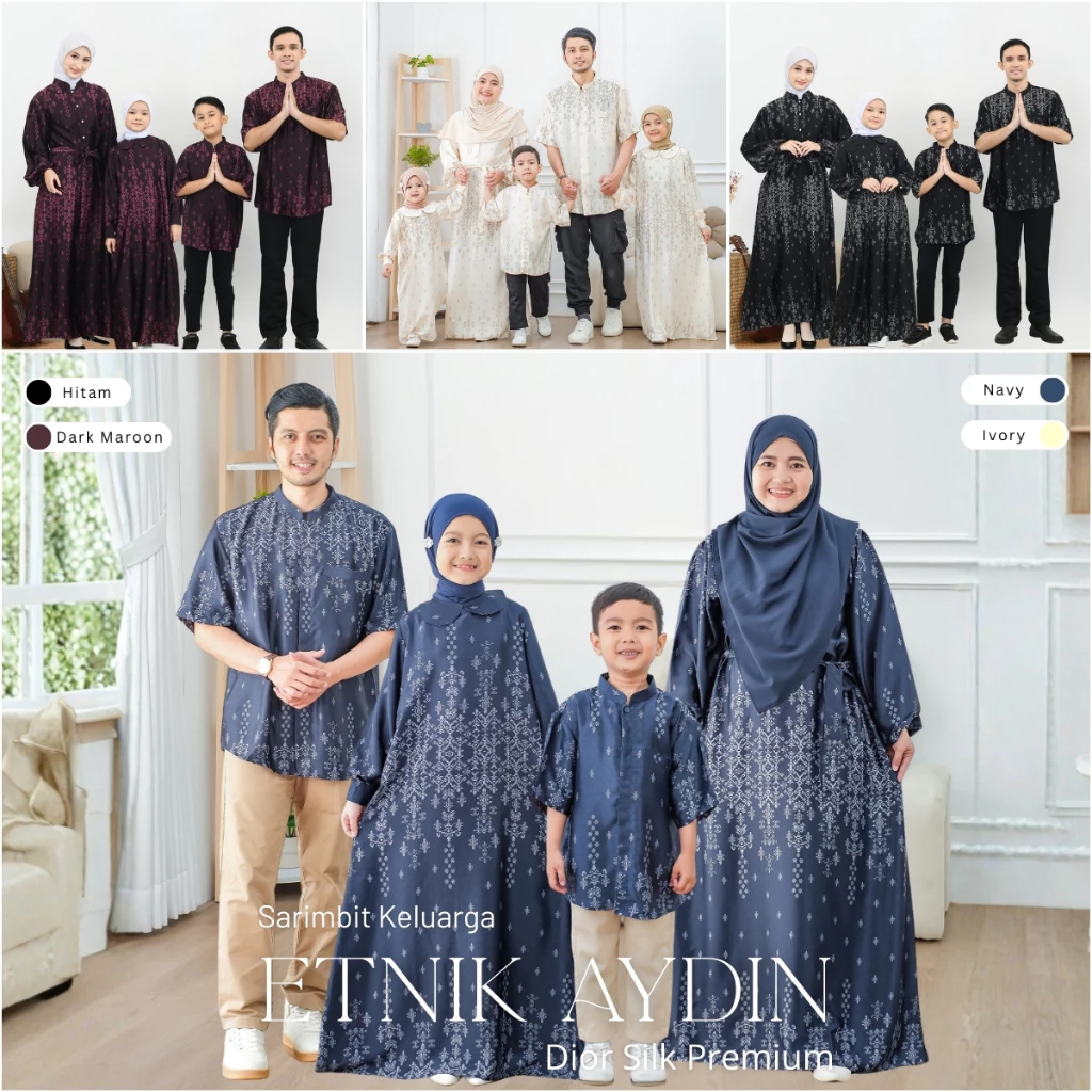 BAJU SARIMBIT LEBARAN 2026 FAMILY SET AYAH IBU ANAK | SERAGAM KELUARGA MUSLIM MODERN ETNIK TERBARU