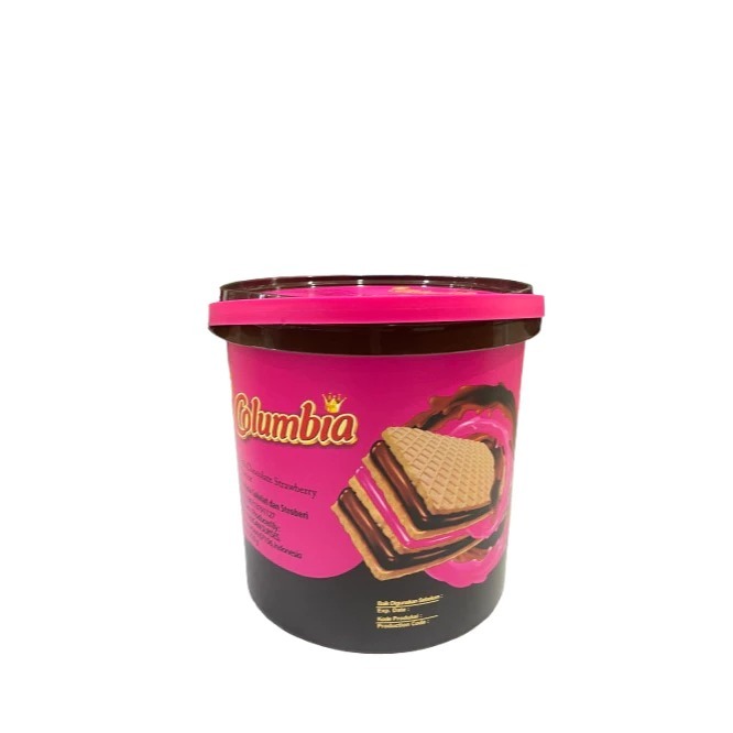Jual Wafer Columbia Coklat Strawberry Kemasan Ember - Wafer Colekat ...