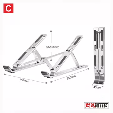 Foldable Laptop Stand Dudukan Adjustable Stand Notebook Tablet Lipat Aluminium 12 14 15 16 17
