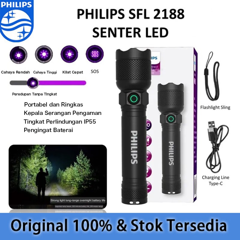 Jual Philips SFL 2188 Senter LED Super Terang Jarak Jauh / Senter ...