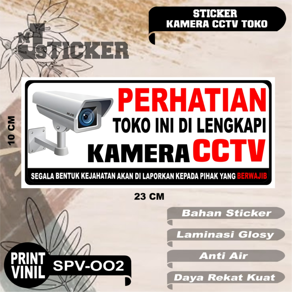Jual Stiker CCTV Toko Kantor dan rumah Sticker Tahan Air + Laminating ...