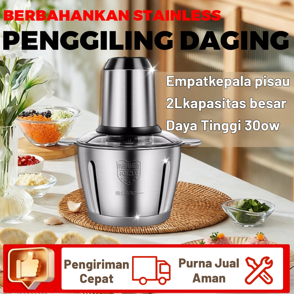 Jual Dukungan COD Chopper Daging 2L Cepat Halus Multifungsi Mesin ...