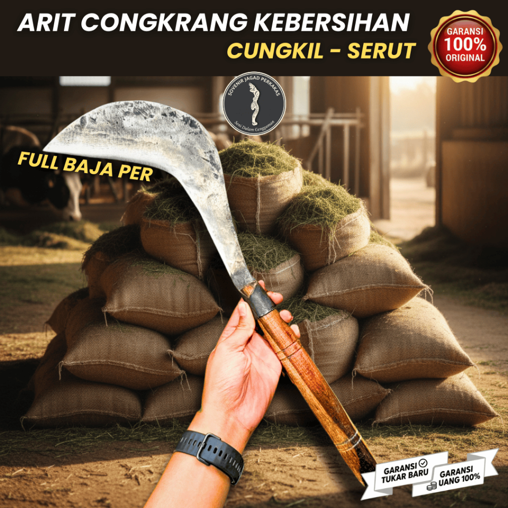ARIT CONGKRANG BAJA PER Alat Kebun Rumput Kebersihan Taman Tani Siap Pakai Tajam Awet Bonus gagang