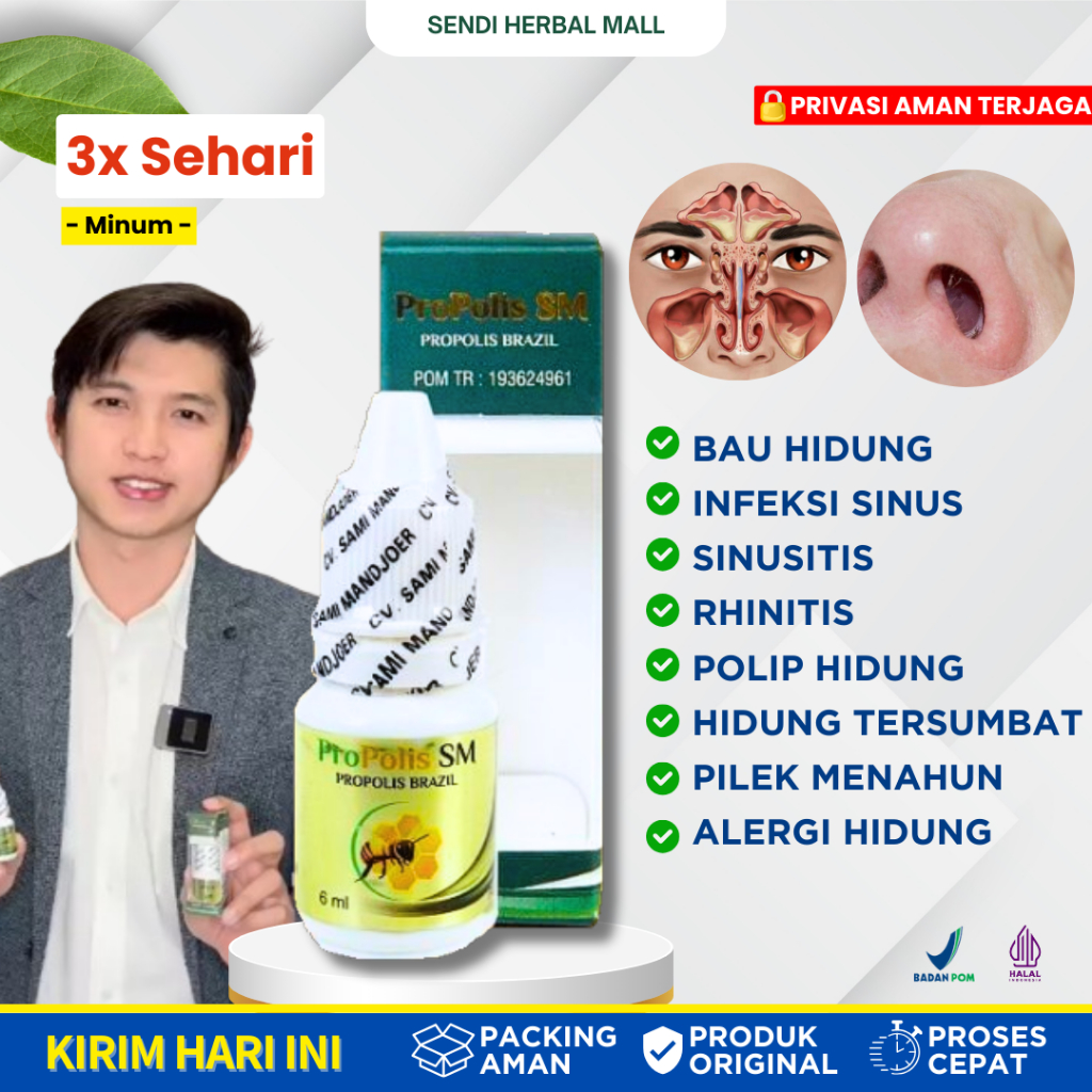 Jual Obat Penghilang Bau Hidung Sinus Rhinitis Propolis SM Original 100 ...