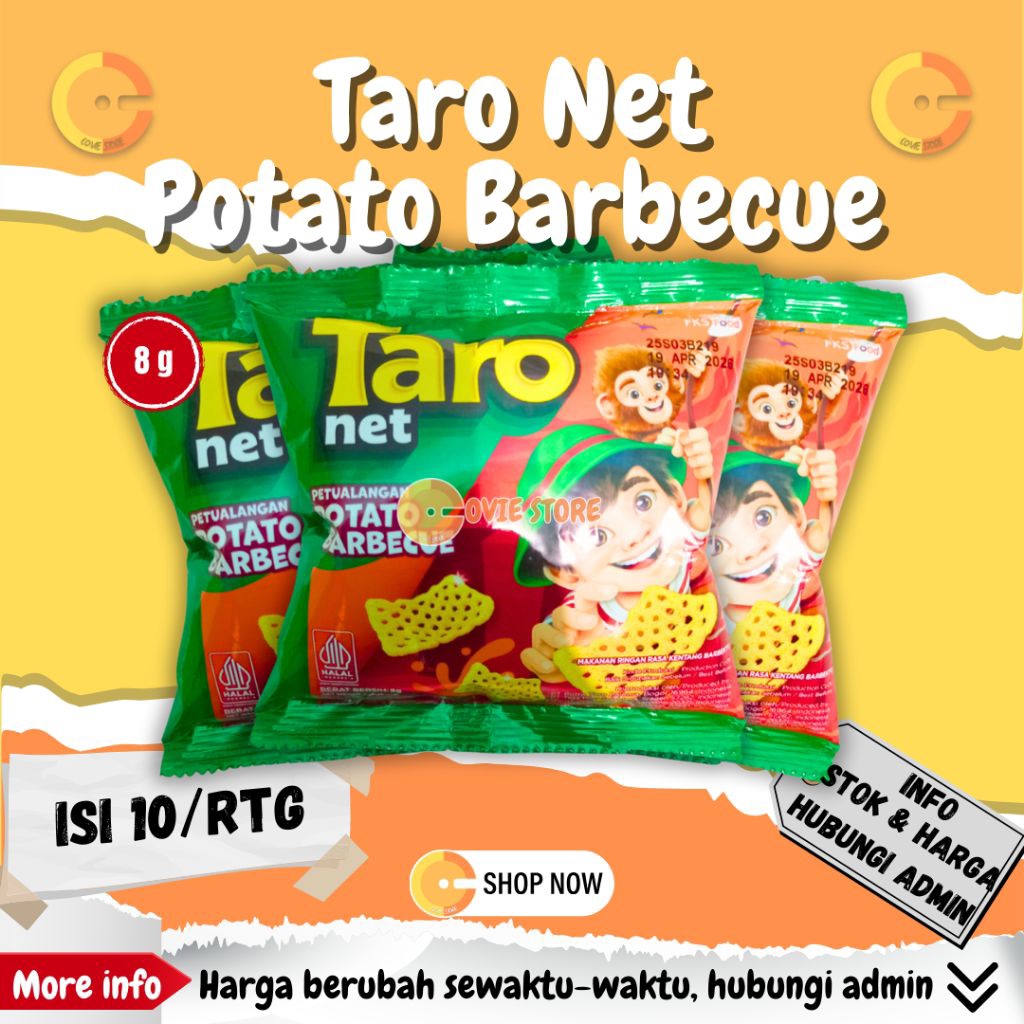Jual Snack Camilan Taro Net 1 renteng 80g - Rasa BBQ dan Rumput Laut ...