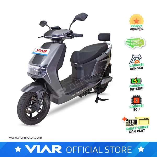 Motor listrik Viar VS tampak samping dengan desain perkotaan yang modern dan kokoh