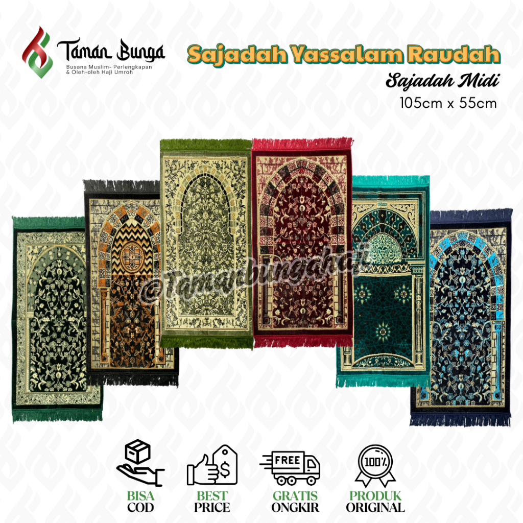 Jual SAJADAH MIDI YASSALAM MOTIF RAUDAH TURKEY 105cm X 55cm | Shopee ...