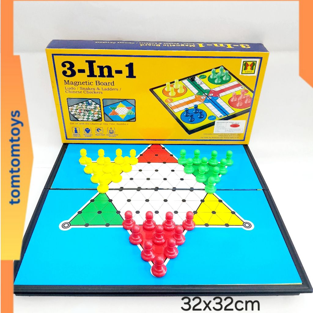 Jual HALMA BIG SIZE 3-in-1 Magnetic Board Games ukuran Besar Ludo ...