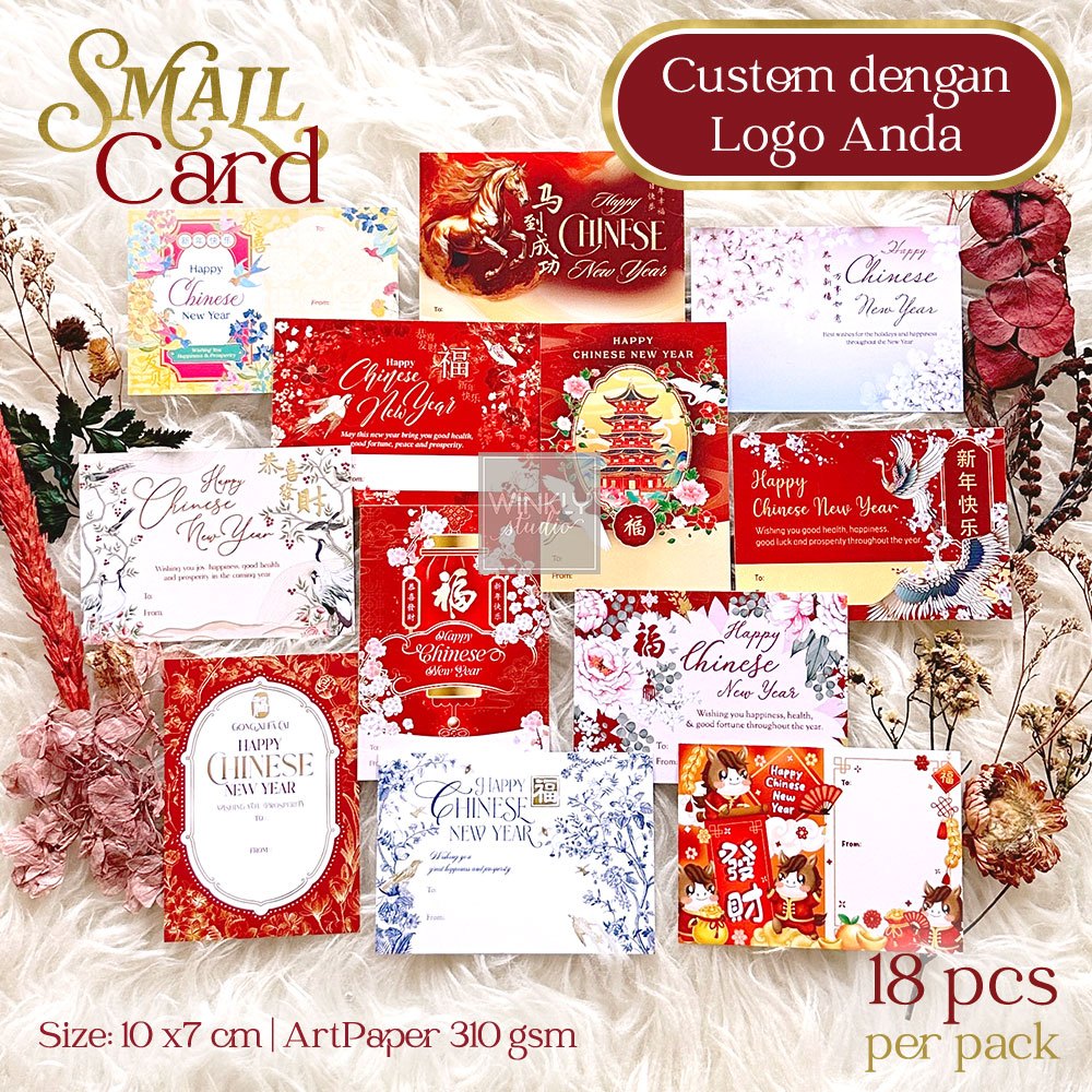 Jual 18pcs Chinese New Year Card 2026 shio KUDA / Kartu Ucapan Mini ...