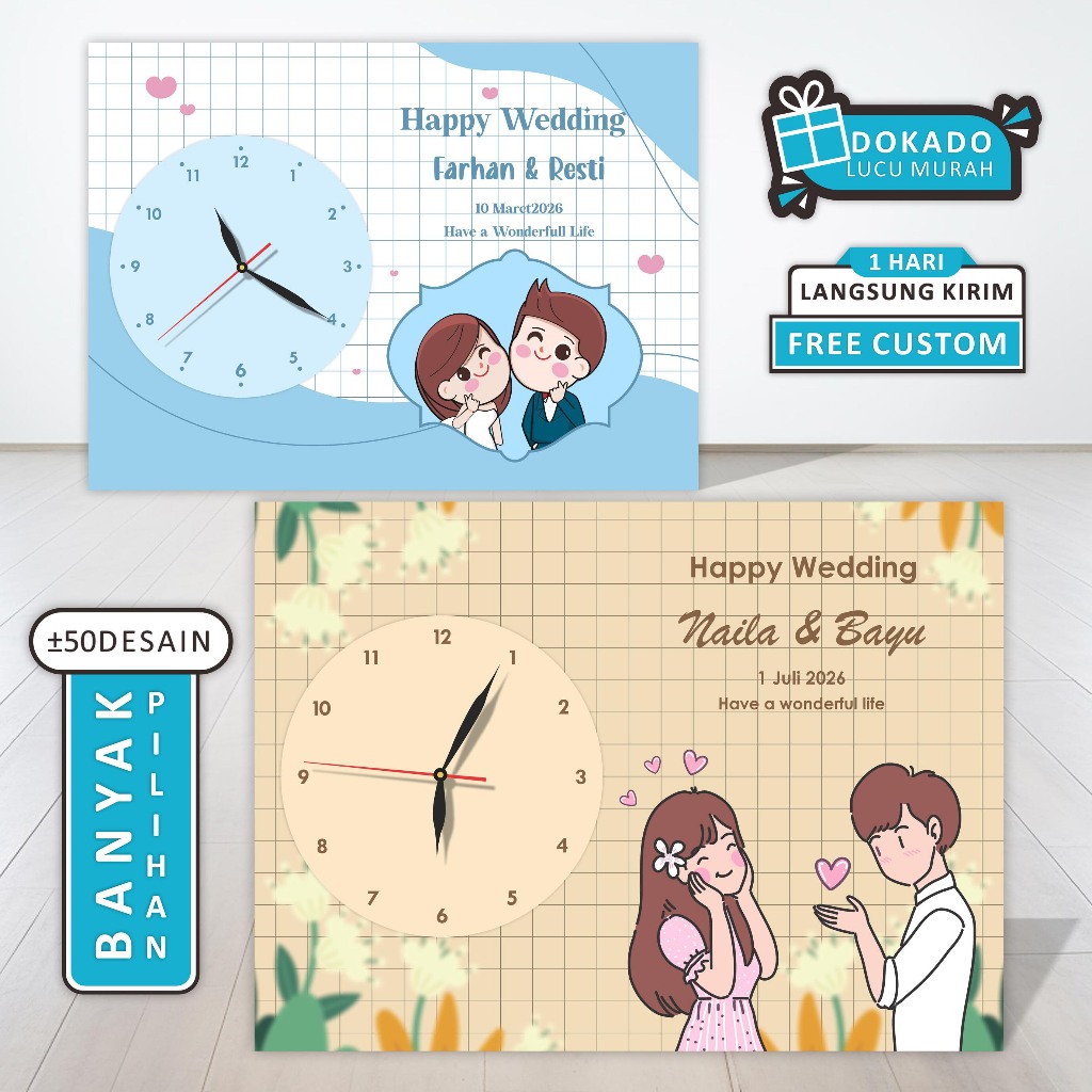 Jual DOKADO Murah Lucu - Jam Meja Kekinian Custom Nama Tulisan Kartun ...