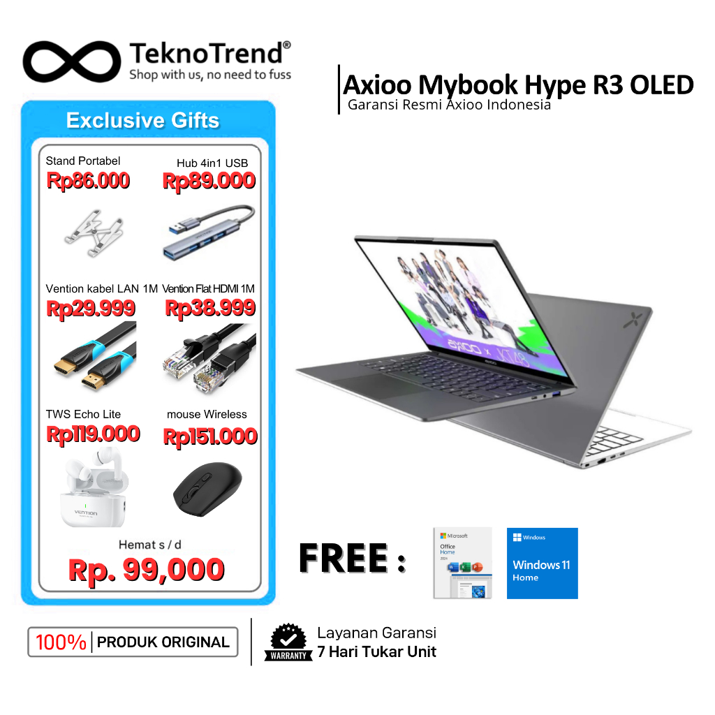 Jual Axioo MyBook Hype R3 Intel Core i3-1215U SSD 256GB FHD+ IPS ...