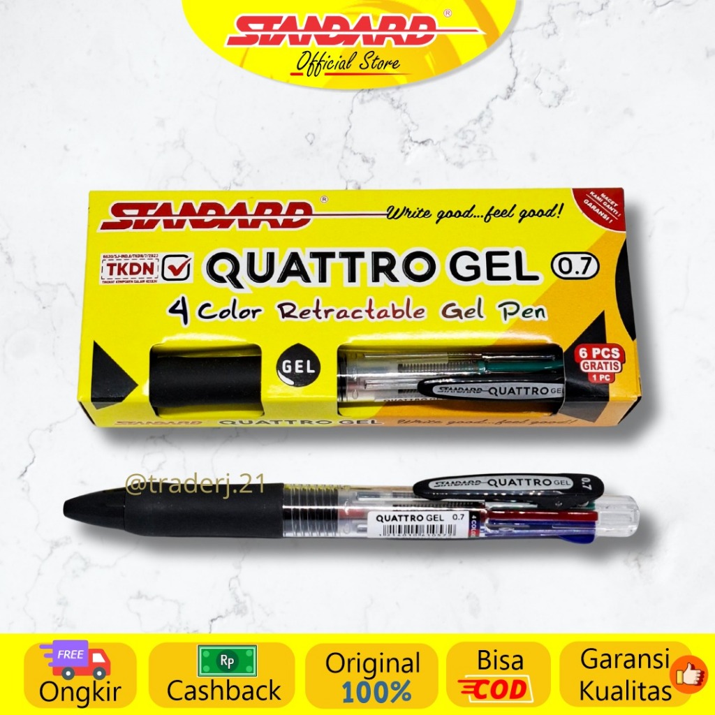 Standard - Pulpen Quattro 0.5 / 0.7 Gel  4 IN 1 ( Alat Tulis / Pen / Ballpoint / Pena ) (7)