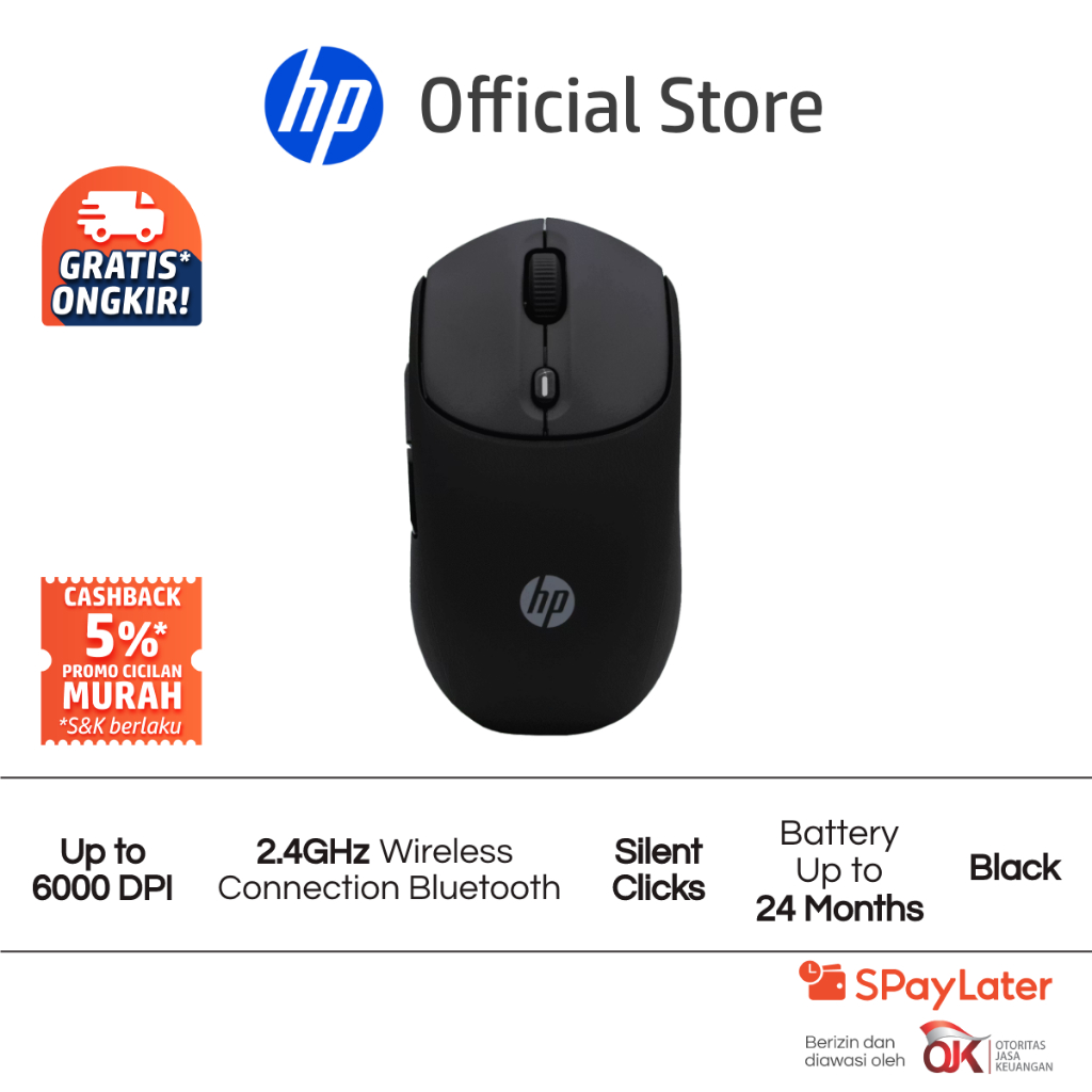 Mouse Wireless HP 400 Black / Blue / Pink / Maple / Purple Up to 6000 DPI Windows 11 Windows 10 macOS ChromeOS Promo Murah Gratis Ongkir Official