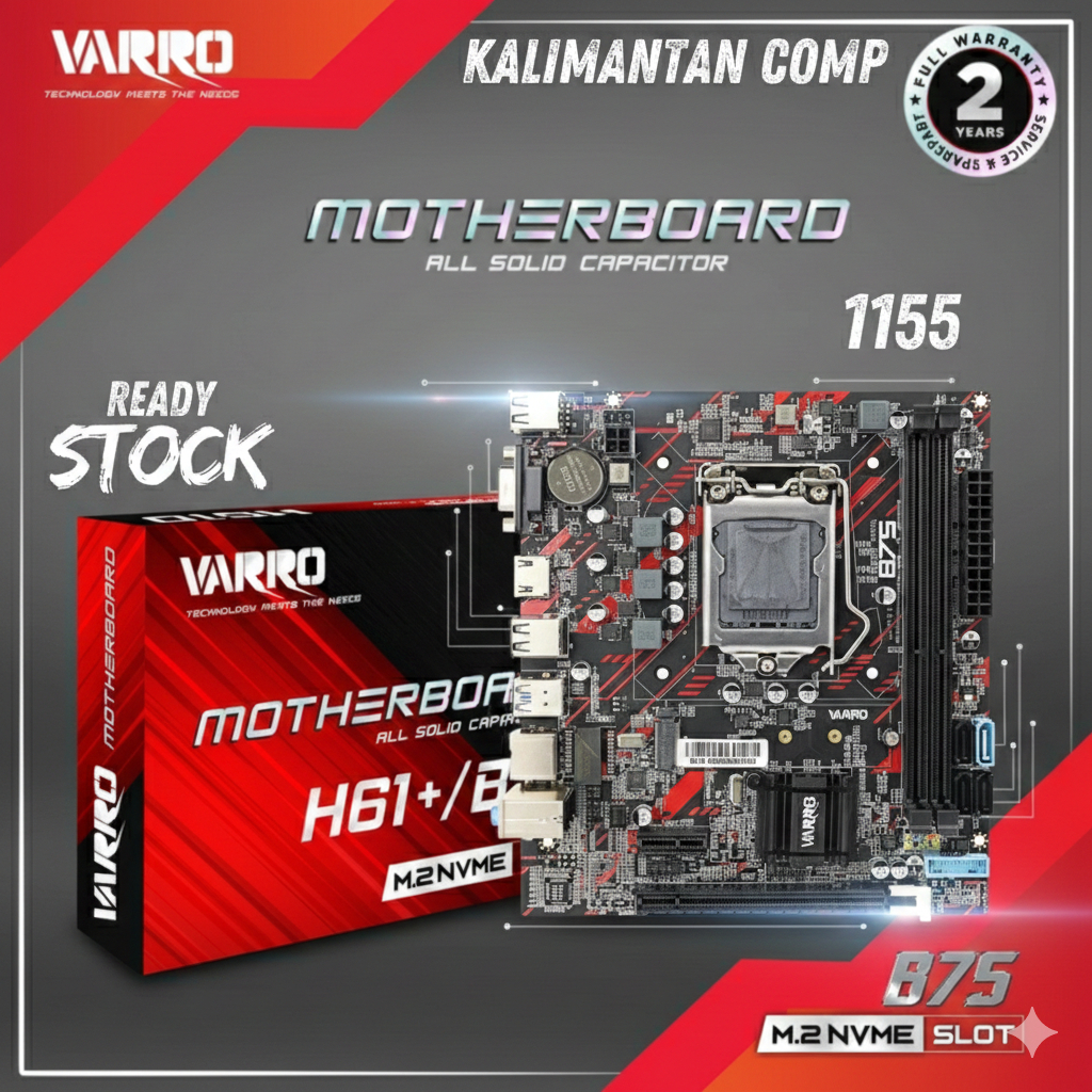 Jual MOTHERBOARD VARRO H61 PLUS / B75 USB 3.0 SLOT NVME SOCKET 1155 ...