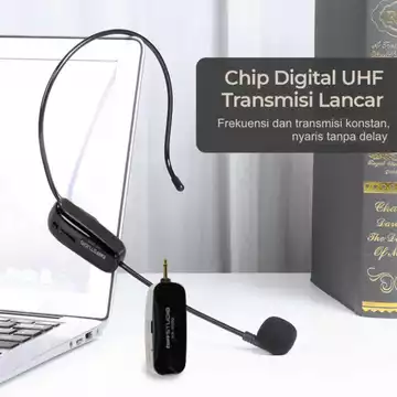 BARU TaffSTUDIO Mic Mikropon Bando Wireless LCD Mengajar Pemandu Imam Masjid Konten Kreator HX