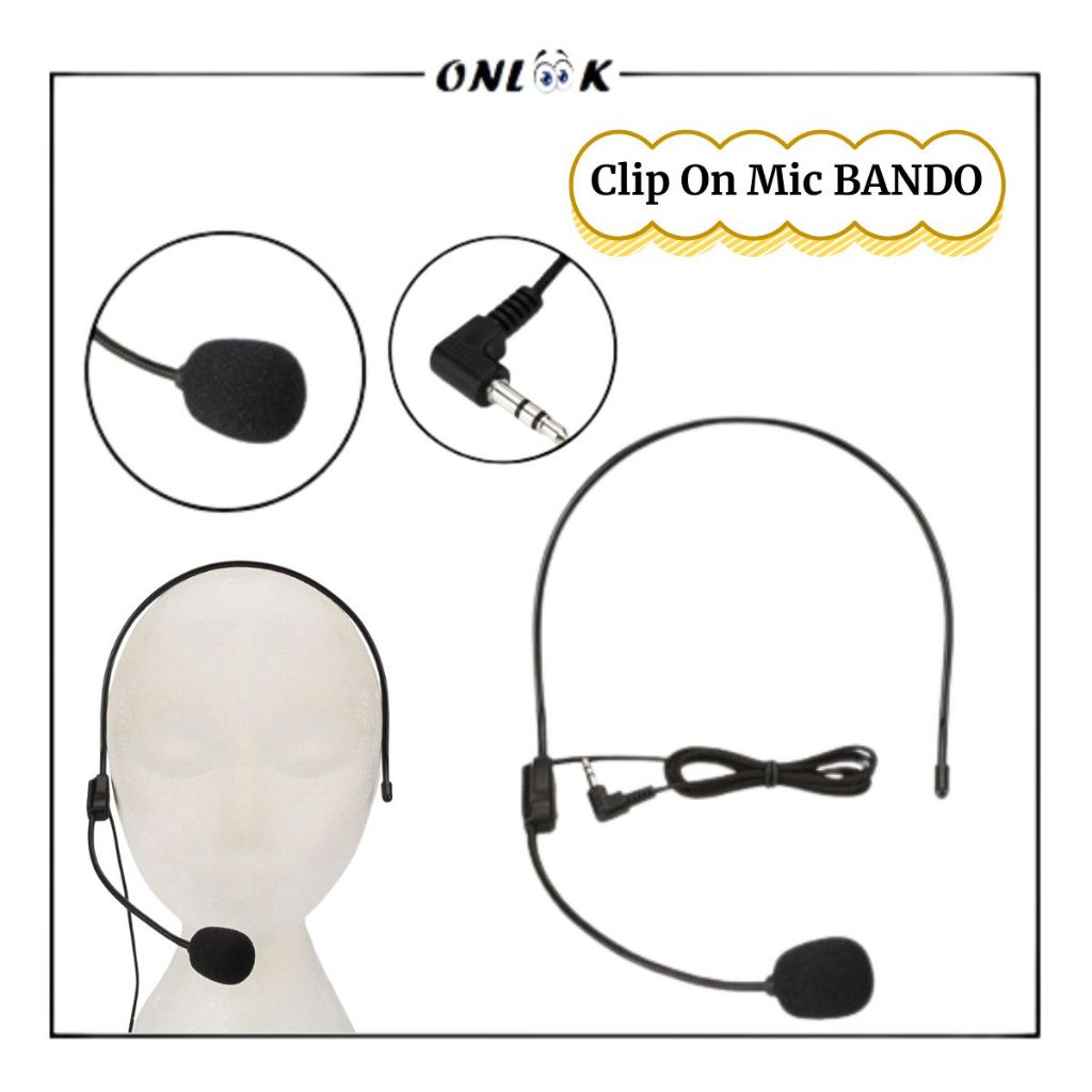 Jual OL Mic Bando Clip On 3.5mm Microphone Headset Kabel Audio Jack ...