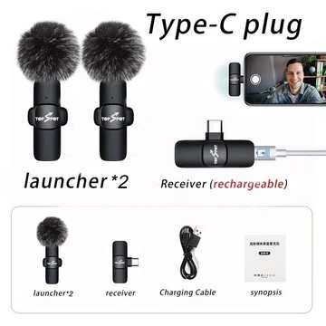 Wireless Lavalier Microphone Dual Clip On Plug Play Mikrofon Wireless 2 Mic Noise Reduction DSP