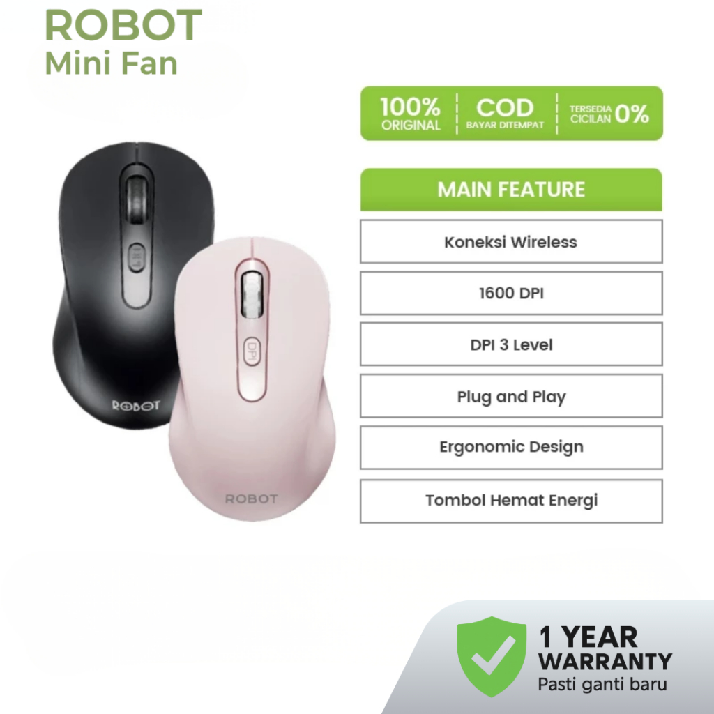 Jual [ PALING LAKU ] ROBOT Mouse Wireless 2.4G Tanpa Kabel, DPI 1600 ...