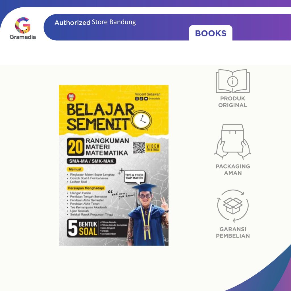 Jual Gramedia Bandung - Belajar Semenit: 20 Rangkuman Materi Matematika ...