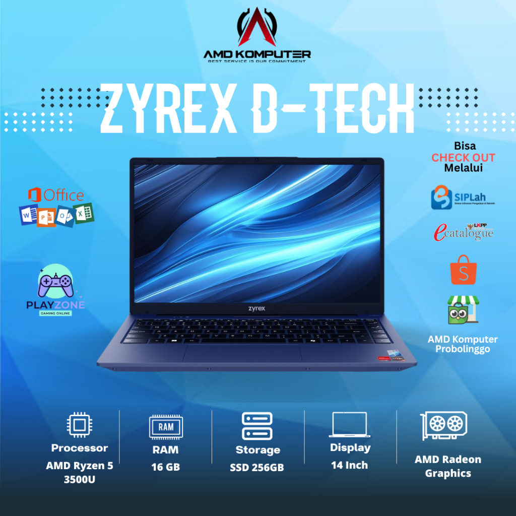 Jual NEW Laptop ZYREX D-TECH AMD Ryzen 5 3500U – RAM 16GB, 256GB SSD ...