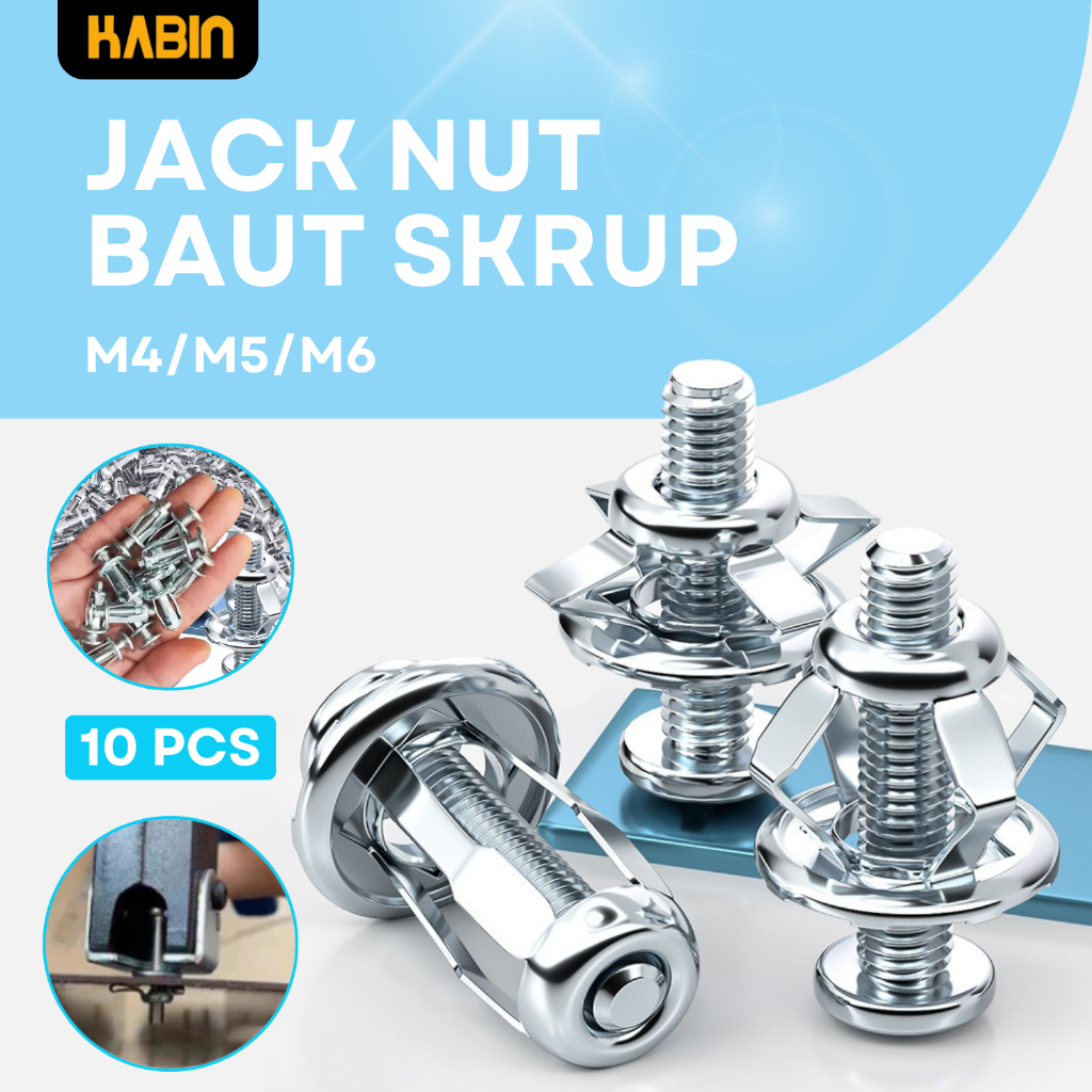 Jual 10PCS Jack Nut - Rivet Plat Metal Mur Baut Drat Sekrup Fisher M4 ...