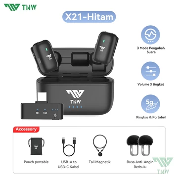 TNW A30 Wireless Clip On Mic Microphone Dual Mikrofon Wireless Mikrofon Hp Lavalier Microphone