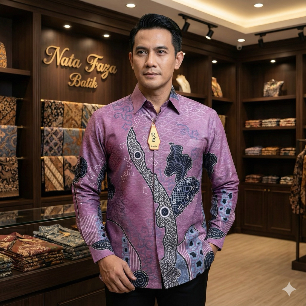 Jual BEST PRODUK UNGU FUSCHIA Kemeja Batik Pria Serat Dobby Premium ...