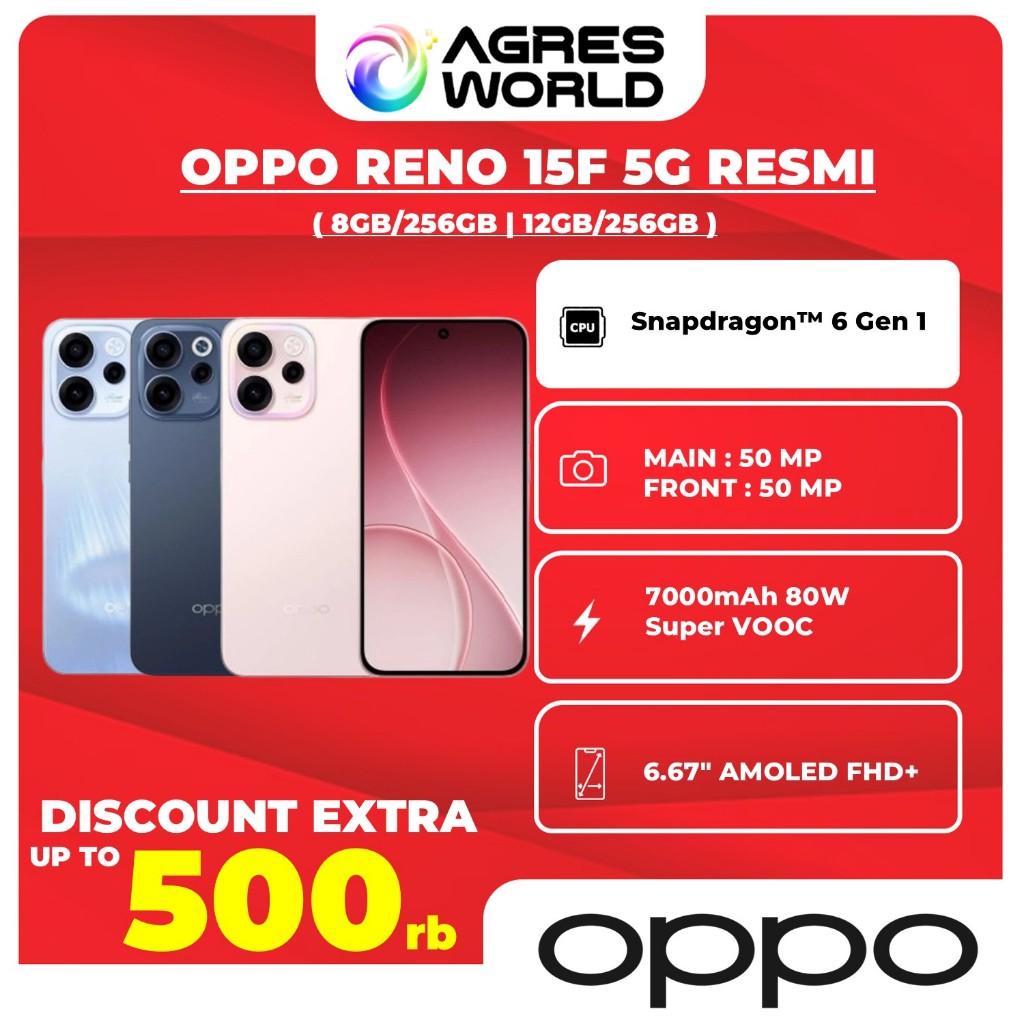 Jual OPPO RENO 15F 5G 8/256GB | 12/256GB - Processor Snapdragon™ 6 Gen ...
