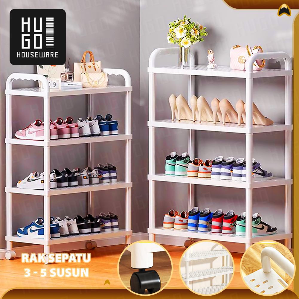 Jual Hugo Houseware Rak Sepatu Susun Dengan Roda Rak Barang Serbaguna 3 ...