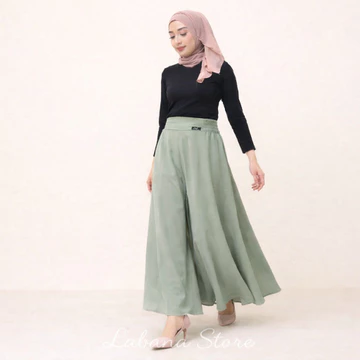 Kulot Lebar Sakura Polos Karet Belakang Kulot Payung Bahan Jatuh Big Size Bawahan Wanita Casual