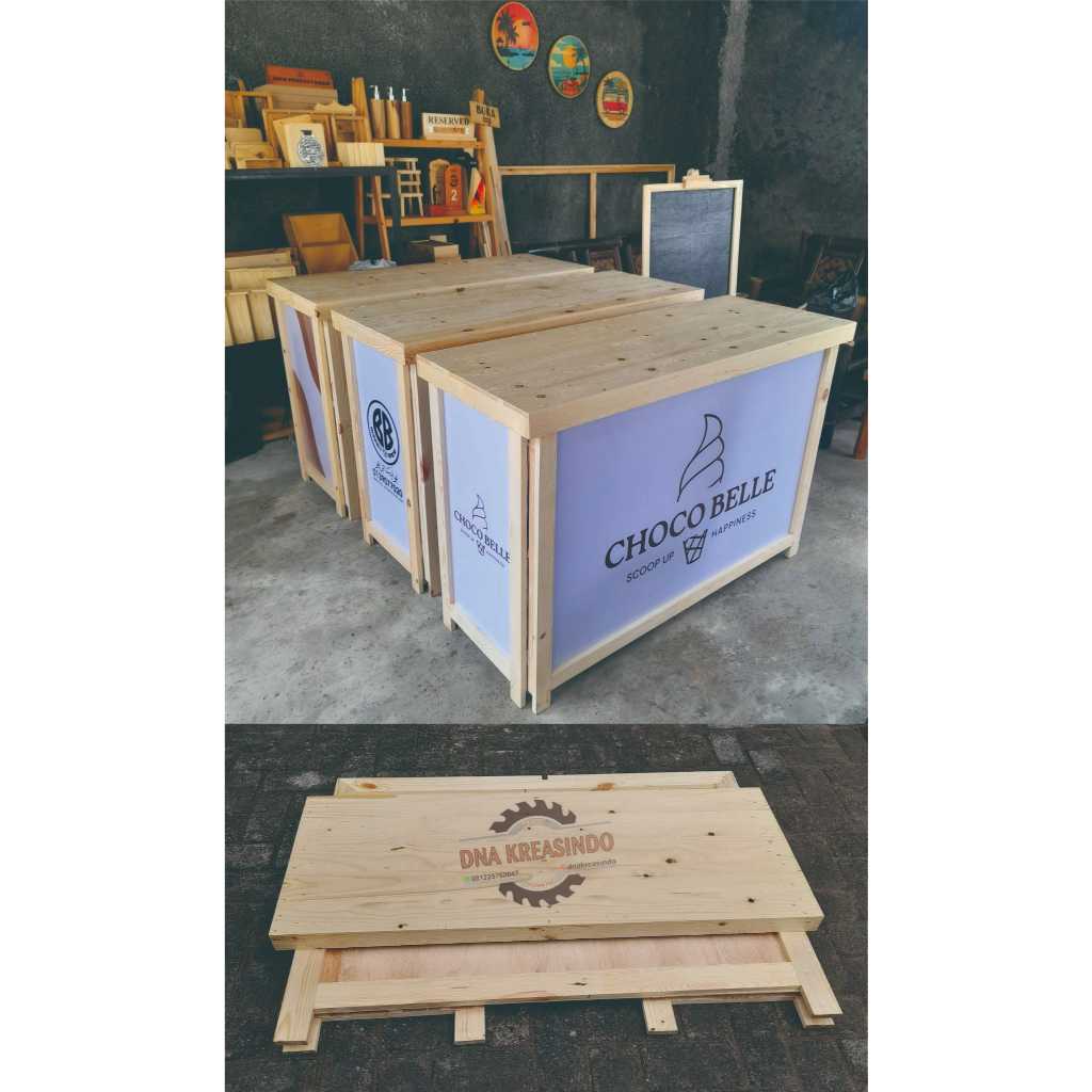 Jual meja booth lipat protable kayu jati belanda untuk jualan | Shopee ...