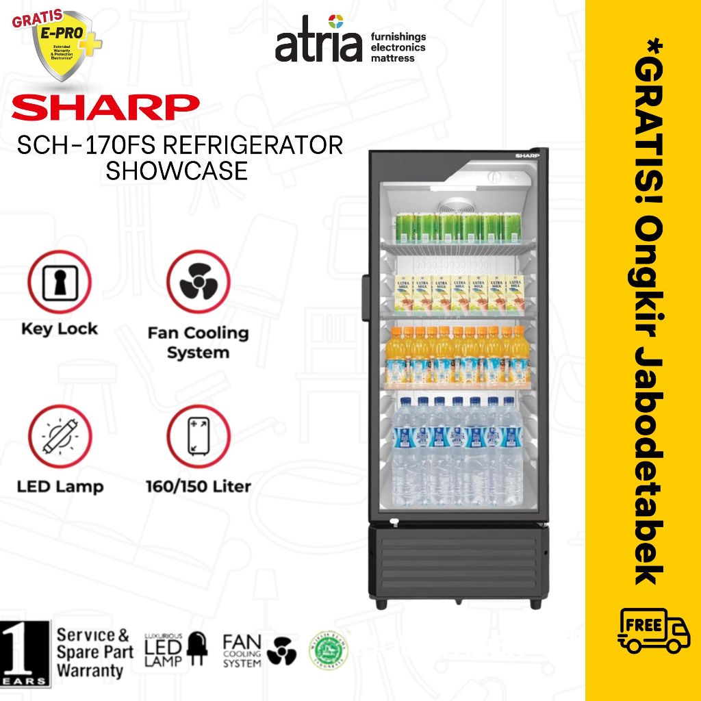 Jual Sharp Showcase Display Cooler SCH-170FS/210FS/250FS/Black | Shopee ...