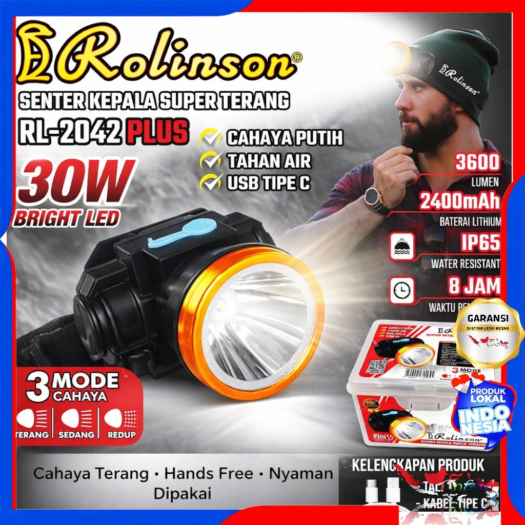 Jual SENTER KEPALA 30w Bergaransi Putih / Kuning HEAD LAMP 30W Senter ...