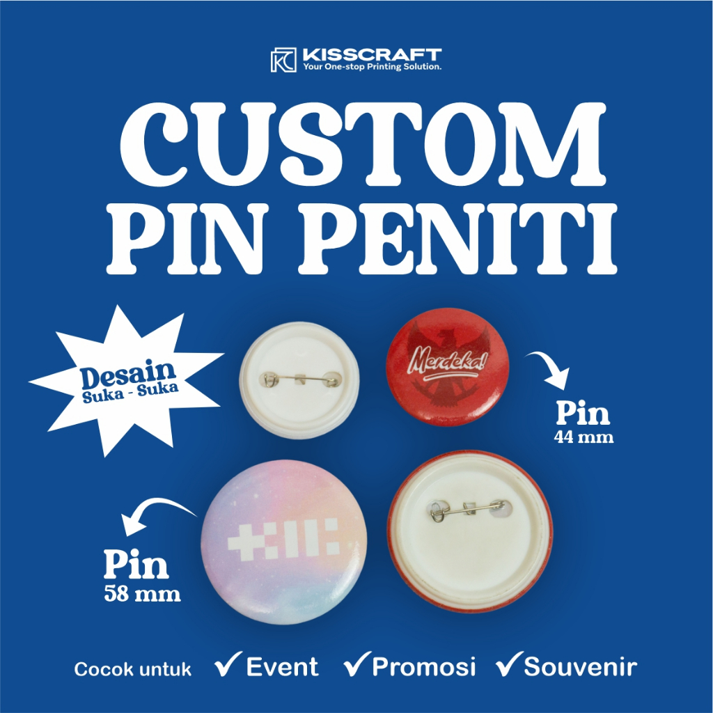 Jual Kisscraft - Custom Pin Peniti - 44 mm / 58 mm - Laminasi Doff ...