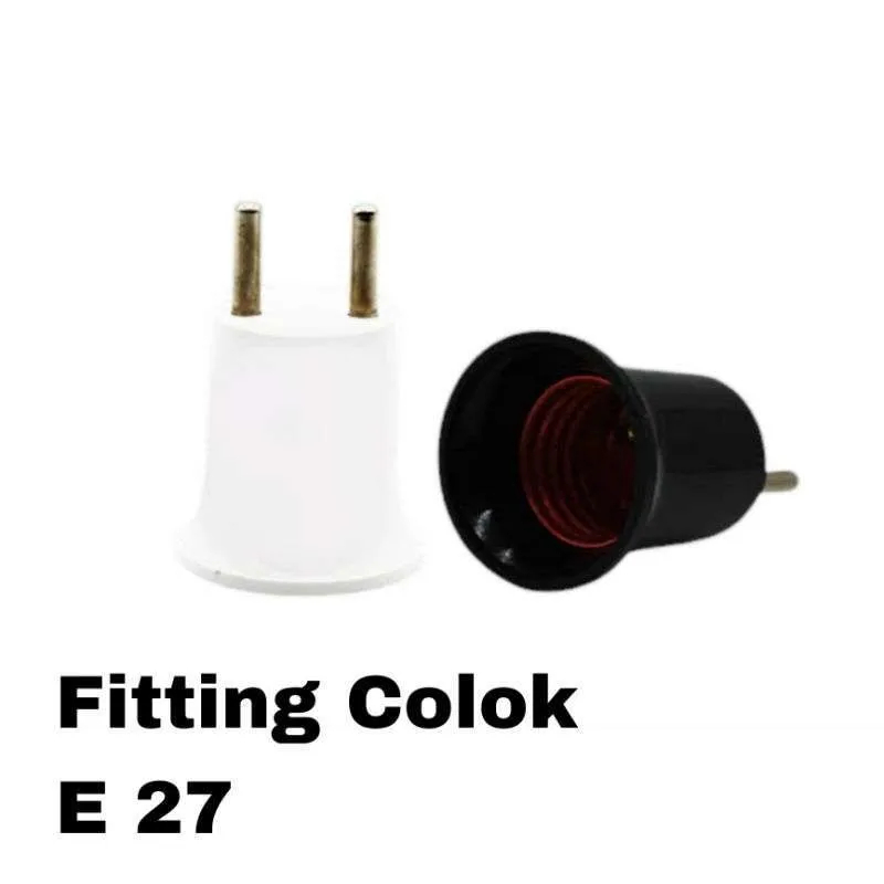 Jual AMASCO Fiting Lampu Colok / Fitting Tusuk Bohlam E27 Hitam Putih ...