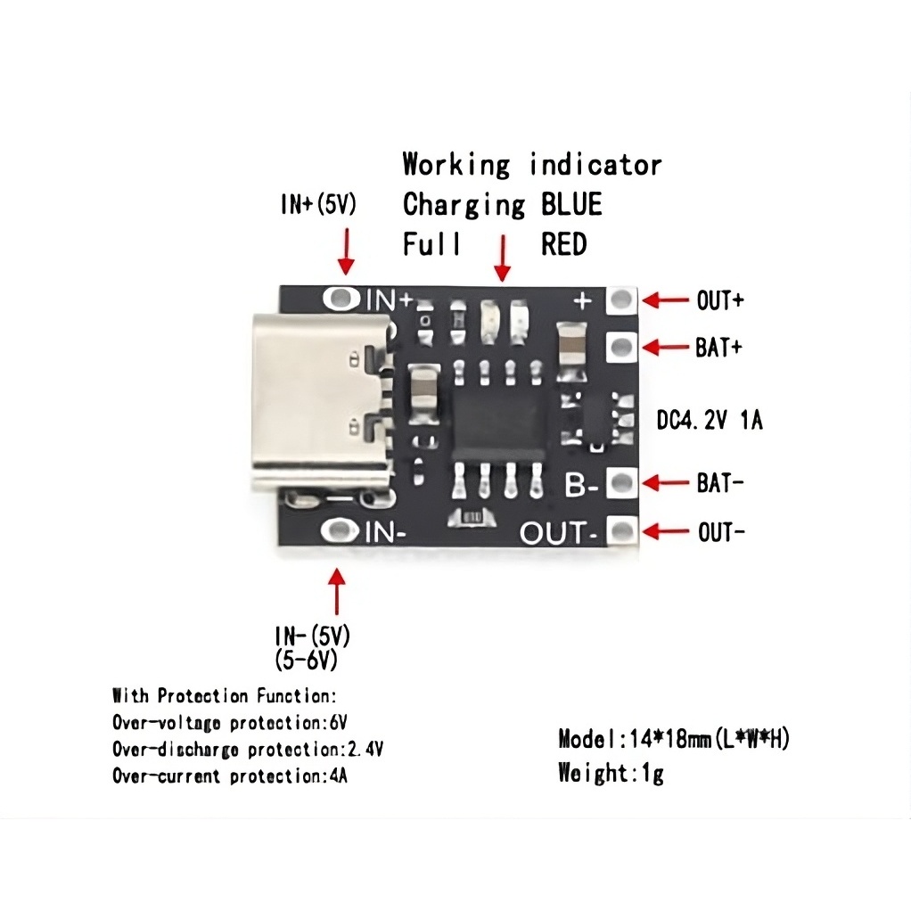 Jual Modul Charger TP CSM4056T Module Type-C 1A 4.2V | Shopee Indonesia